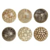 6 boules déco ethniques marron en résine