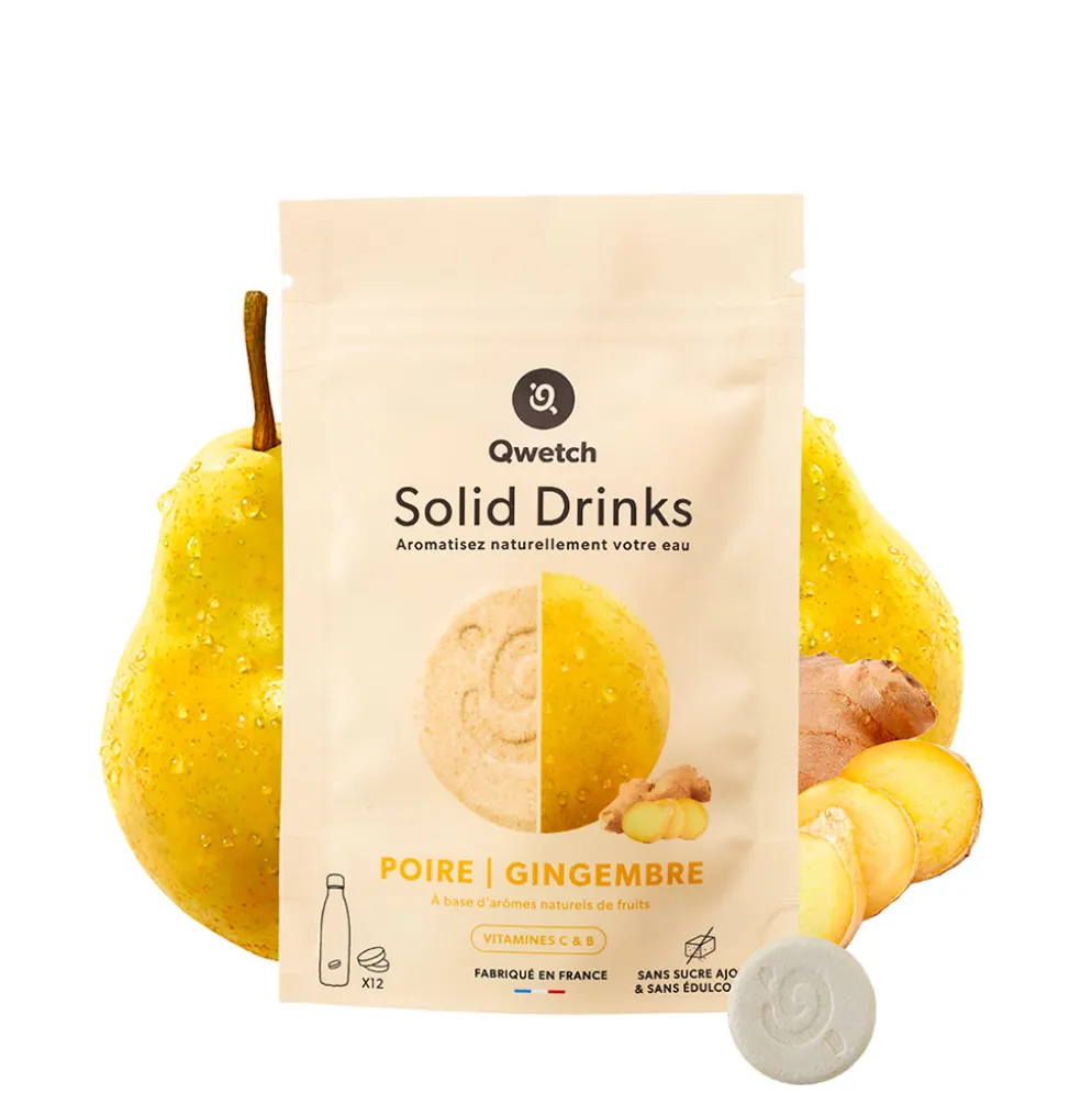 12 pastilles d'hydratation Solid drink poire et gingembre vitamines C et B