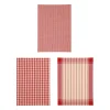 3 torchons campagne rouges en coton