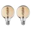 Ampoules LED globe (x2) filament spirale ambrée E27 4W