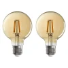 Ampoules LED globe (x2) filament ambrée E27 8W