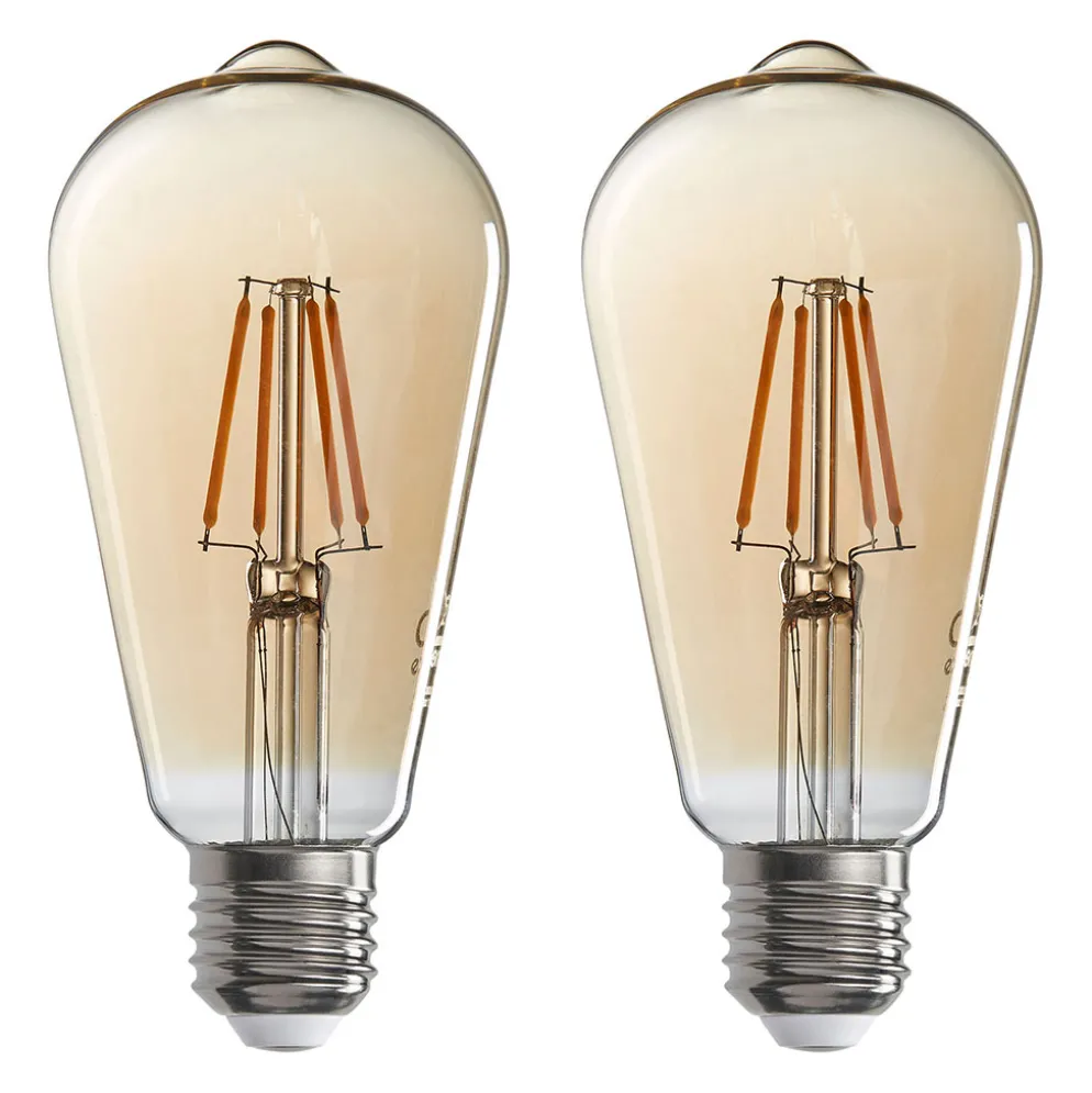 Ampoules LED poire (x2) filament ambrée E27 8W
