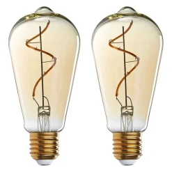 Ampoules LED poire (x2) filament spirale ambrée E27 4W