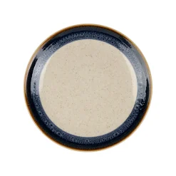 Assiette à dessert en faïence indigo et beige d21cm - Victoria