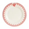 Assiette à dessert en faïence rouge d22cm - damier