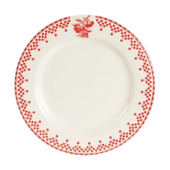 Assiette à dessert en faïence rouge d22cm - damier