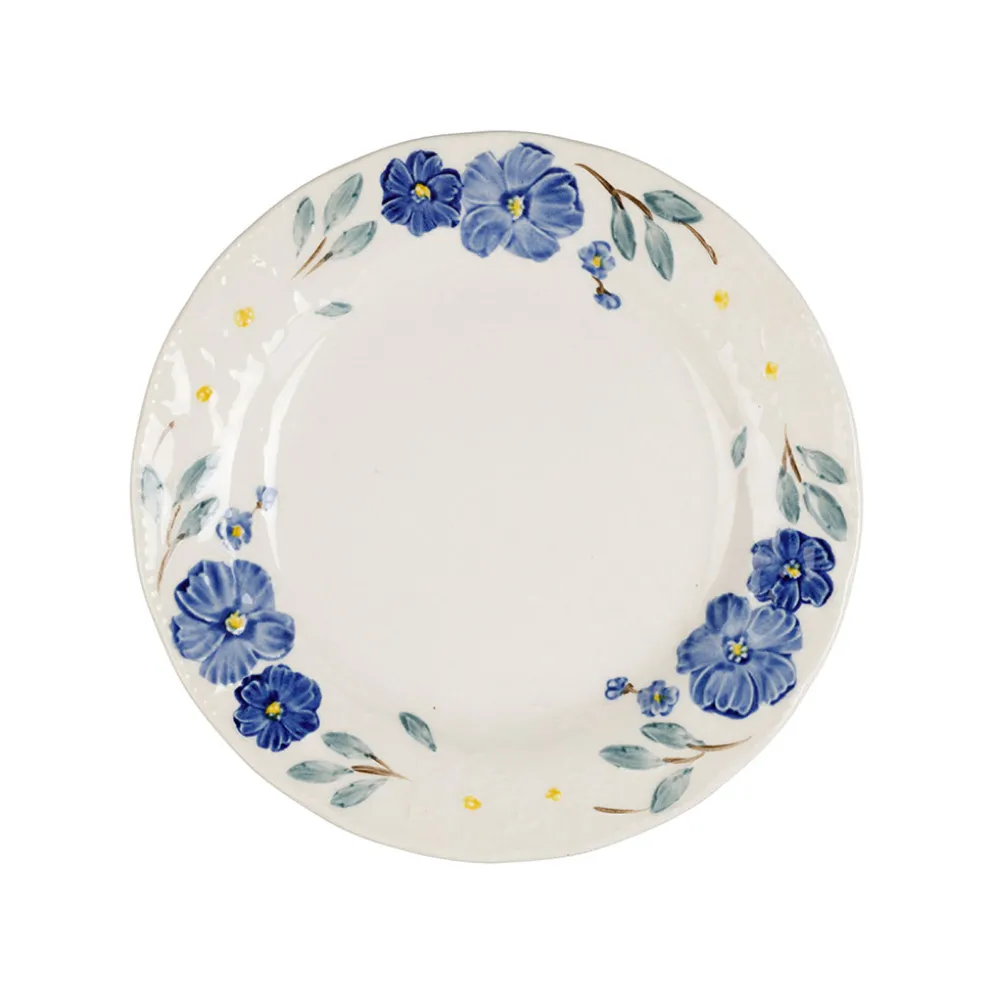 Assiette à dessert en faïence bleu d19cm - Blandine