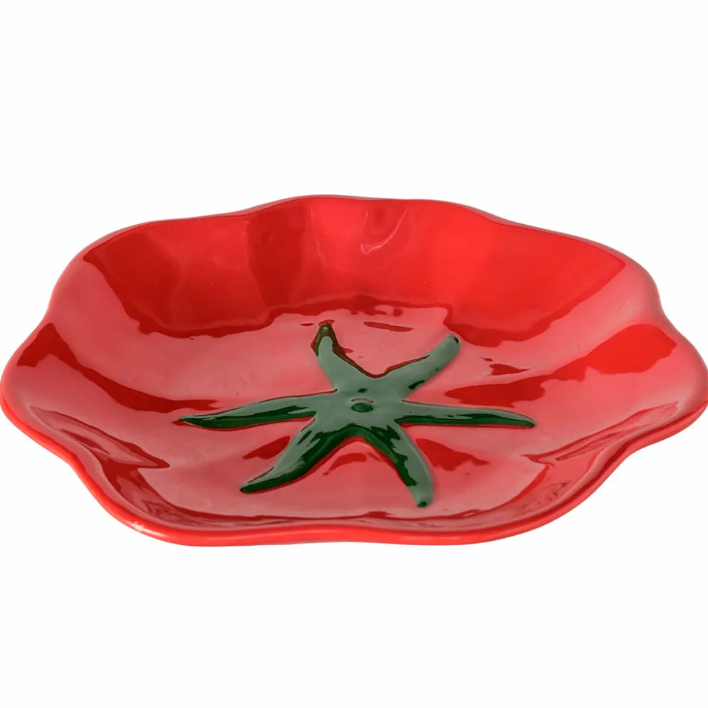Assiette à dessert tomate en céramique rouge d19cm