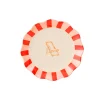 Assiette à dessert transat en céramique rose et écru d20cm - Mag