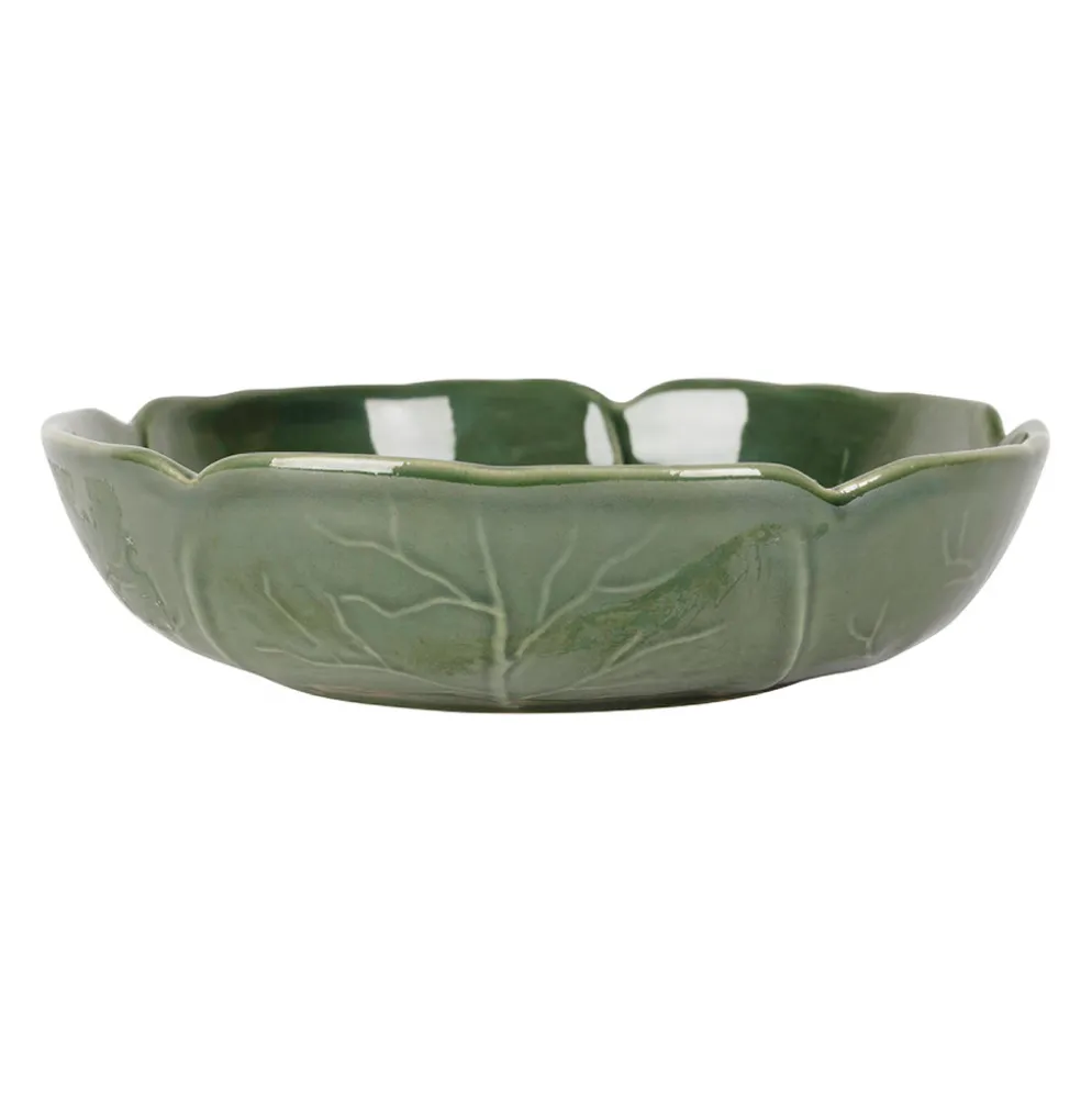 Assiette creuse chou en grès vert d20cm
