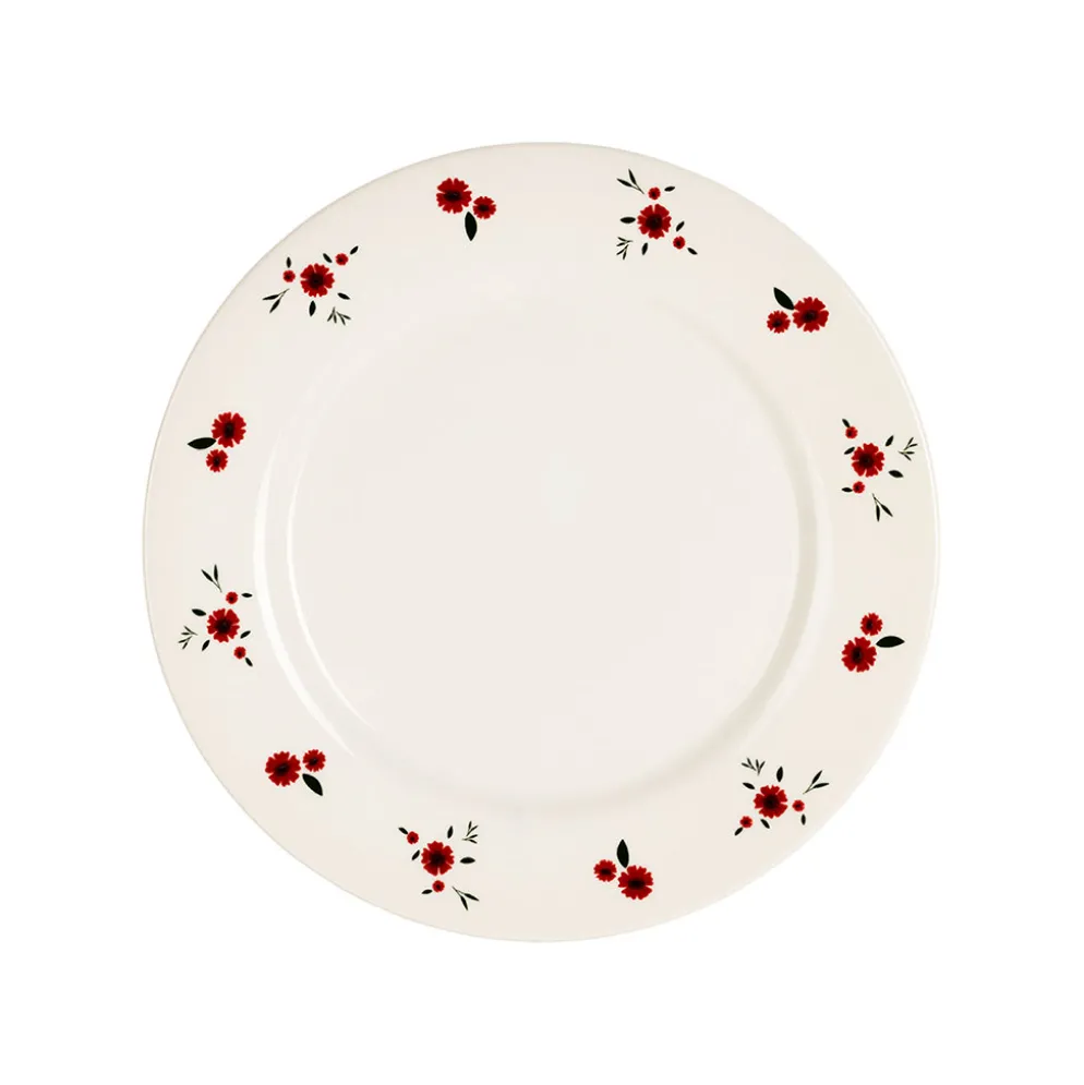 Assiette dessert en faience rouge d22.5cm - Paquerette