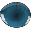 Assiette galet en grès bleu d22cm - au gres du temps