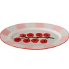 Assiette ovale en céramique rouge et blanc 30x20cm - Tomate