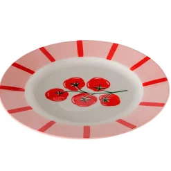 Assiette plate en céramique rouge et blanc d27cm - Tomate