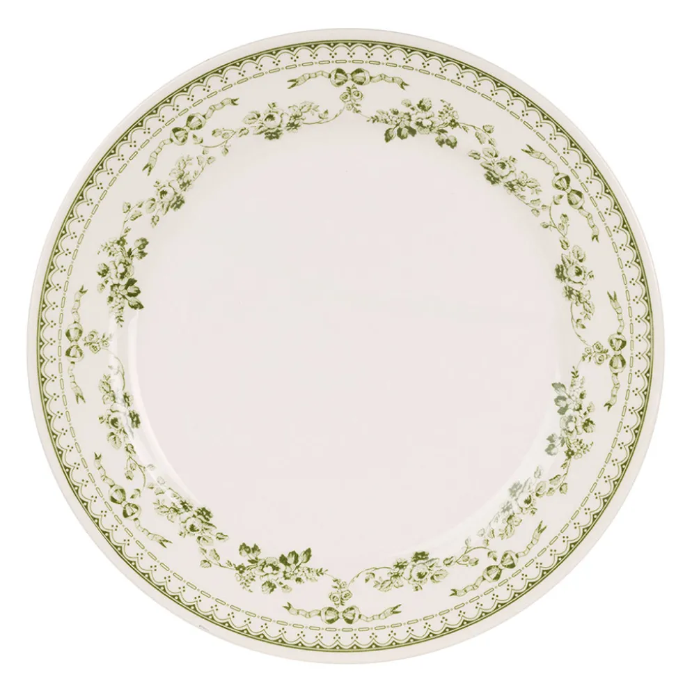 Assiette plate en faïence vert d26cm - Faustine