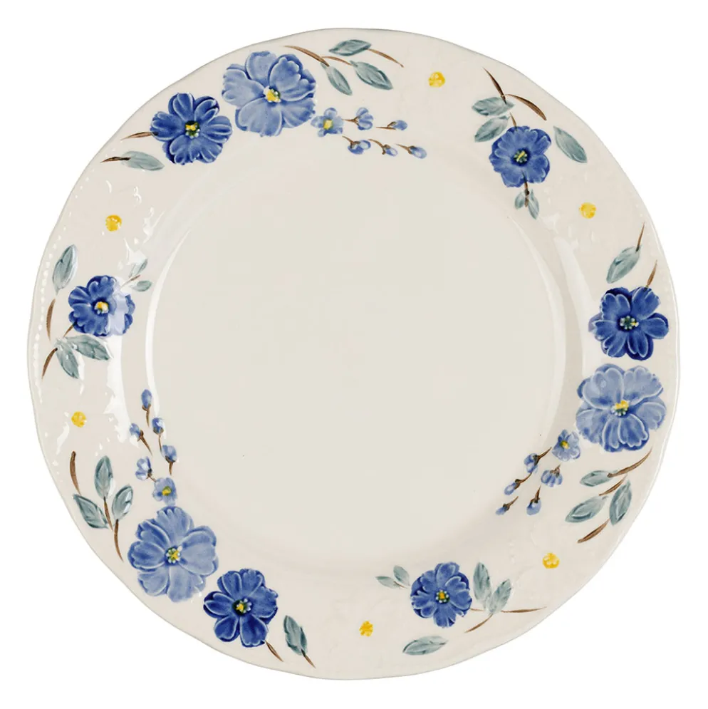 Assiette plate en faïence bleu d27cm - Blandine