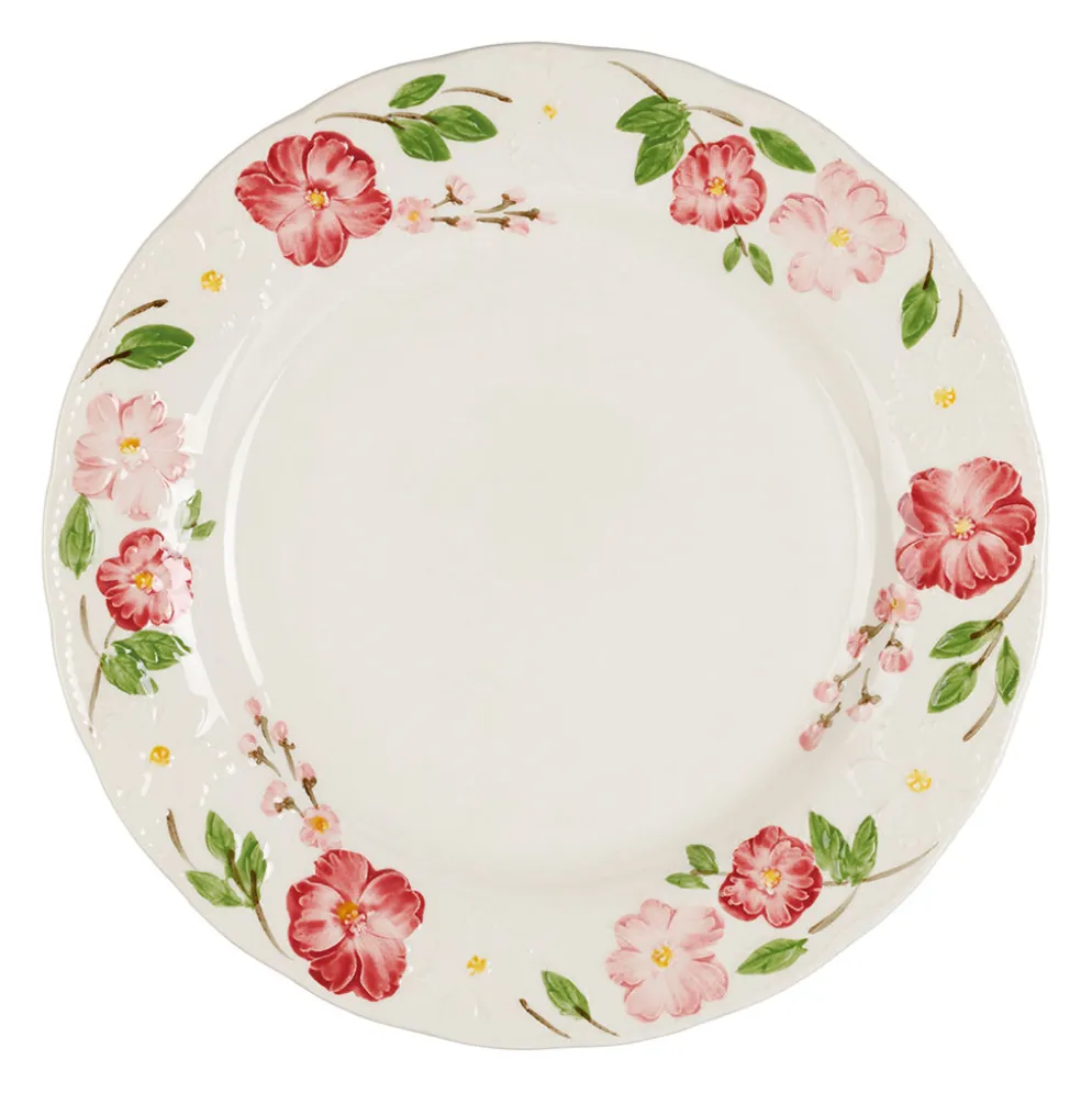 Assiette plate en faïence rose d27cm - Blandine