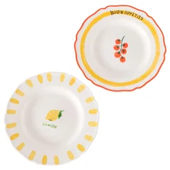 Assiettes à dessert x2 en céramique jaune et blanc d20cm - Appetito