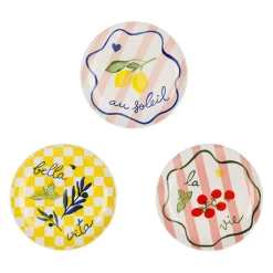 Assiettes à dessert x3 en grès multicolore d21cm - Solencia