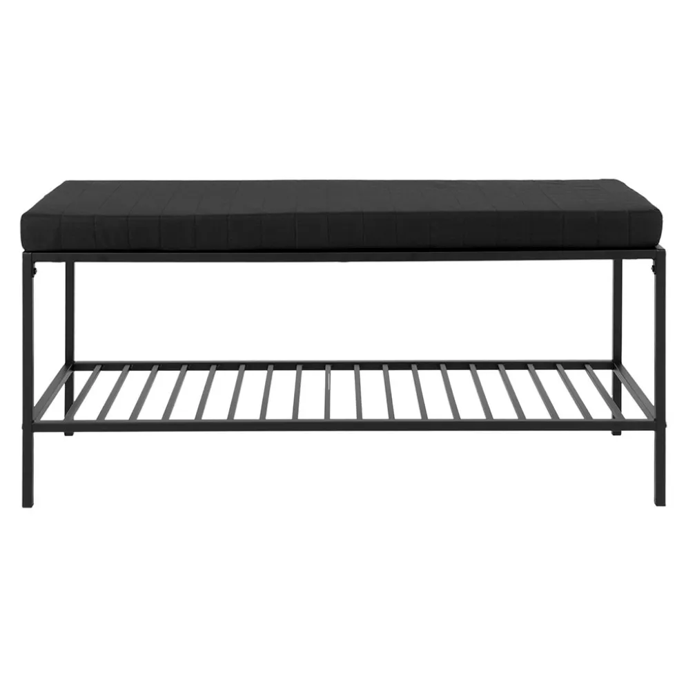 Banc avec coussin en acier noir - Vlad