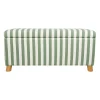 Banc coffre en coton rayé vert et bois d'hévéa - Belly