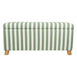Banc coffre en coton rayé vert et bois d'hévéa - Belly