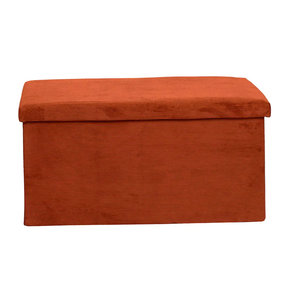 Banc coffre pliable en tissu côtelé terracotta - Pauline