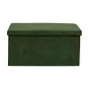 Banc coffre pliable en tissu côtelé vert sapin - Pauline