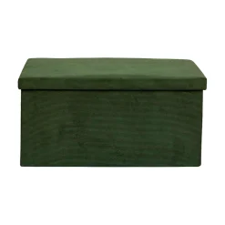 Banc coffre pliable en tissu côtelé vert sapin - Pauline