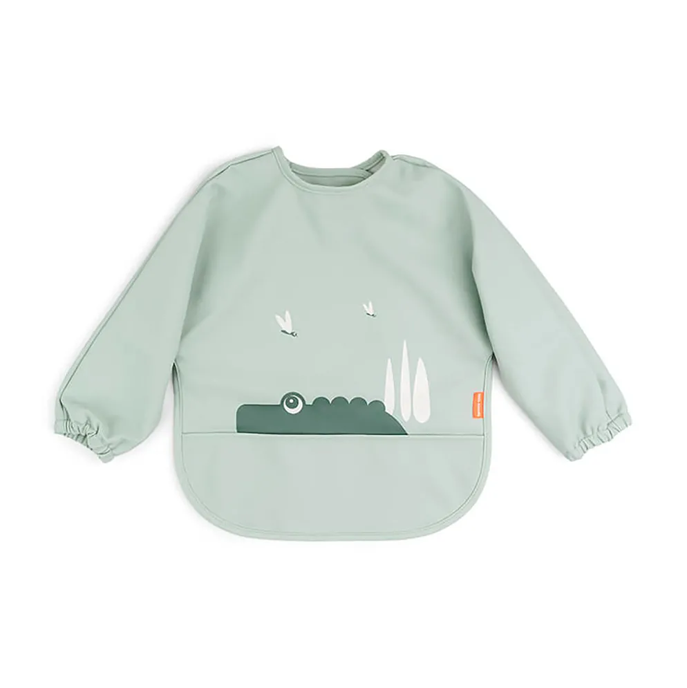 Bavoir à manches avec poche vert - Croco