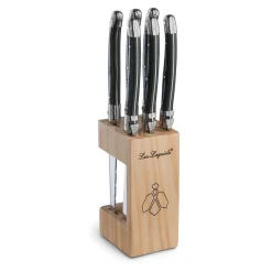 Bloc 6 couteaux steak en acier anthracite - Tradition