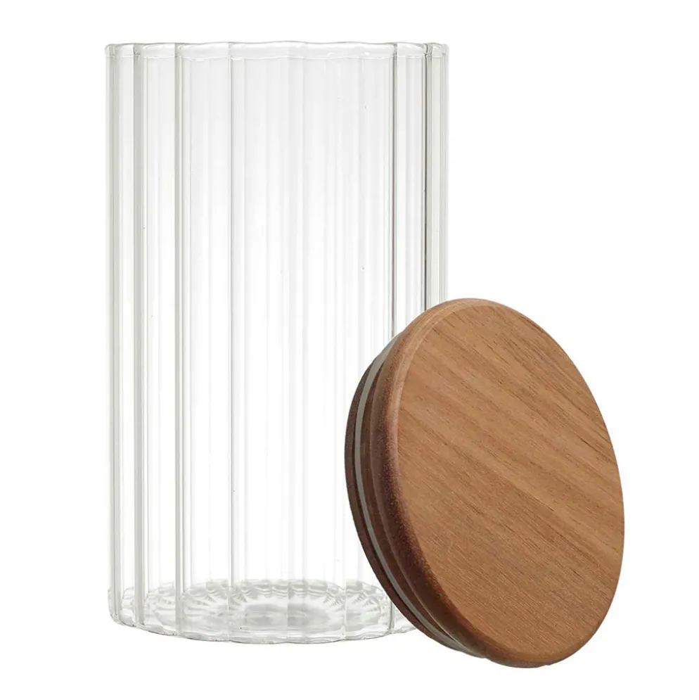 Bocal en verre avec couvercle en acacia 70cl