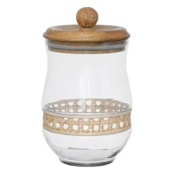 Bocal en verre avec couvercle rotin naturel 1.5l - Fantine