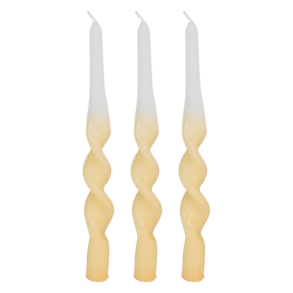 Boite de 3 bougies chandelle jaune 50g - Torsade