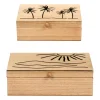 Boite gigogne avec couvercle x2 sweet leaves naturel 22x14.5xh7+16x10.5xh5.5cm mdf