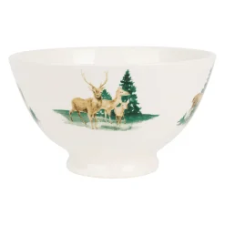 Bol cerf en faïence blanc et brun 75cl - Collection