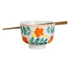 Bol en grès multicolore avec baguettes d14cm - Bellagio