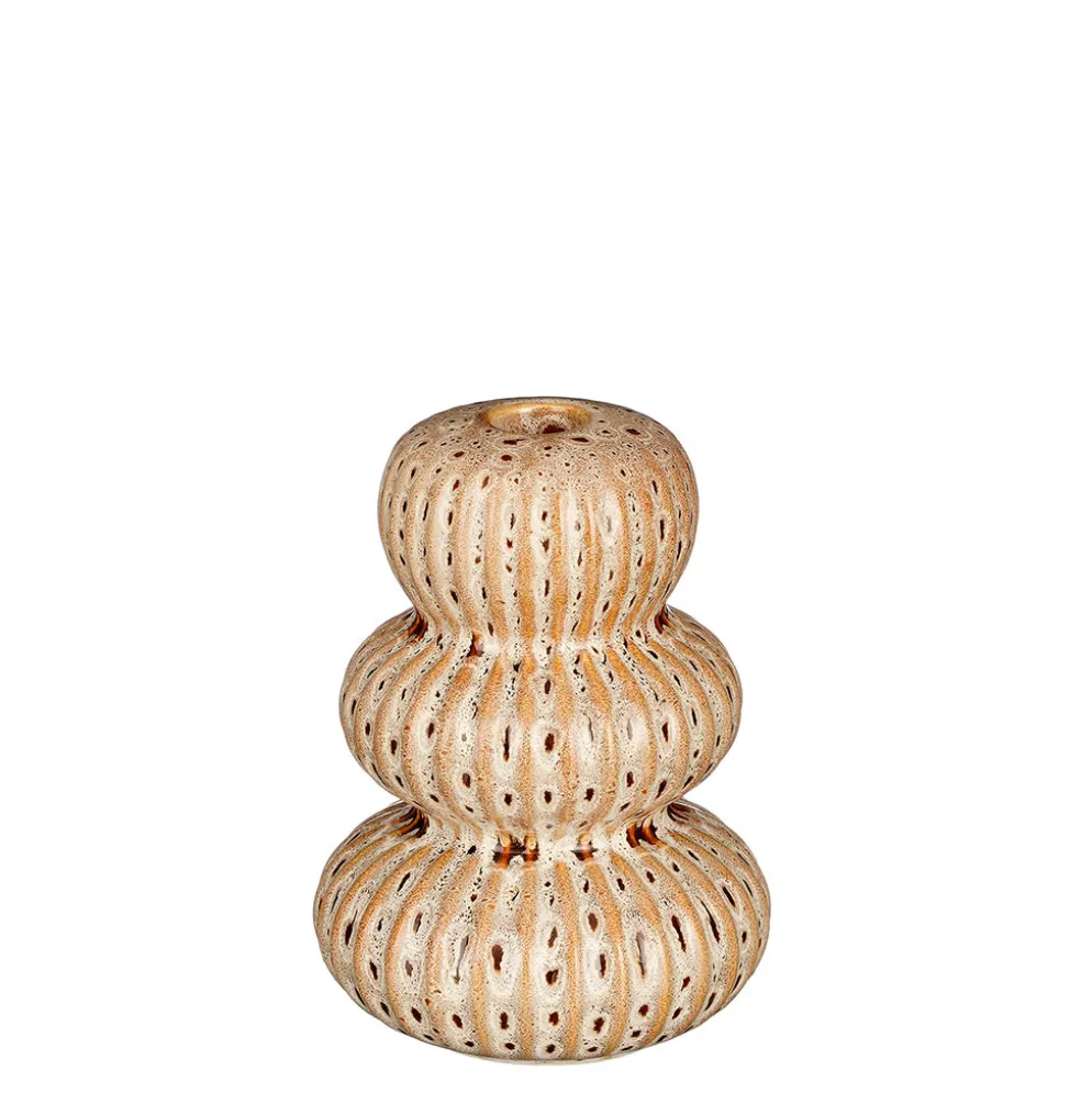 Bougeoir en céramique marron h16cm