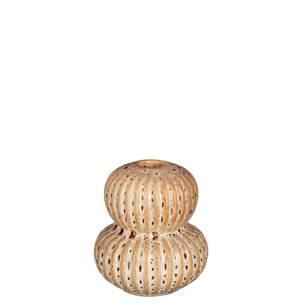 Bougeoir en céramique marron h11cm