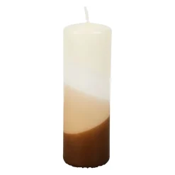 Bougie pilier écru et brun h15cm - Pops