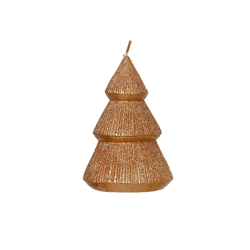 Bougie sapin pailleté camel 12h