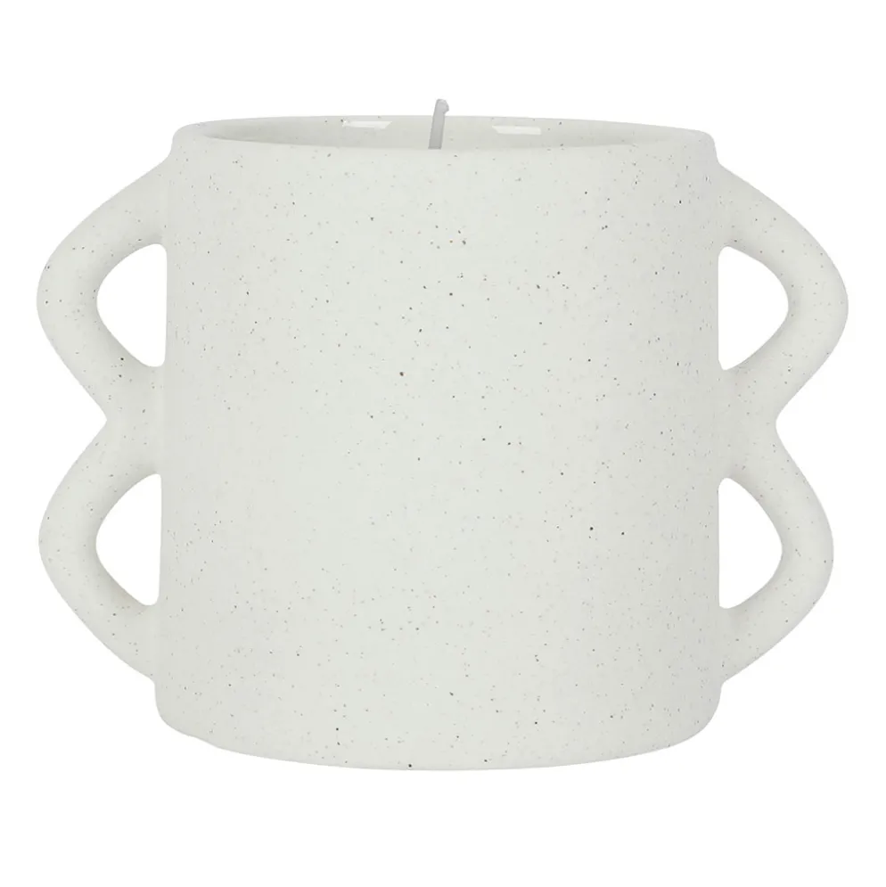 Bougie senteur flora en grès blanc cassé