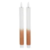 Bougies chandelles LED x2 en paraffine blanc et brun