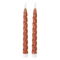 Bougies chandelles LED x2 en paraffine brun