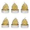Bougies pomme de pin (x6) doré 2h