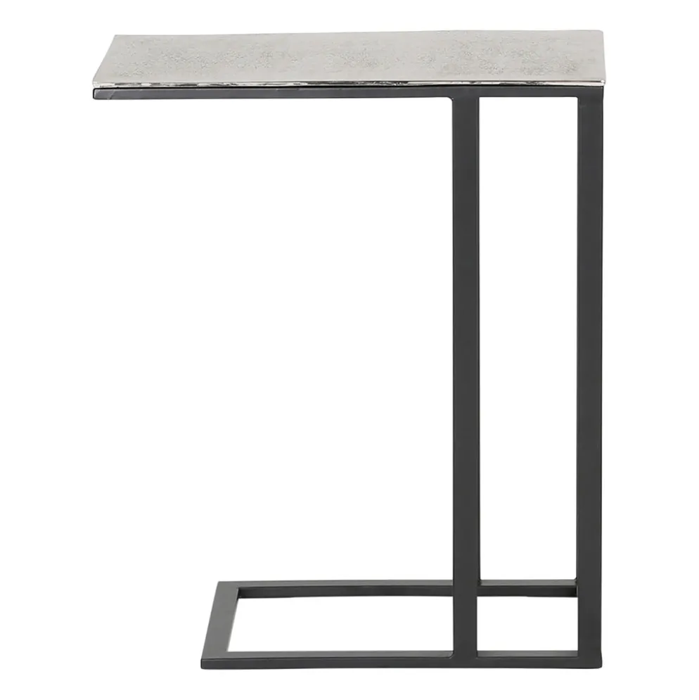 Bout de canape en aluminium et fer argenté - Felia