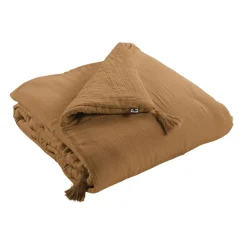Bout de lit camel en gaze de coton 90x200cm - Gaia