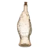 Bouteille Poisson en verre recyclé sablé fumé rose pâle 1.1L