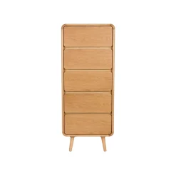 Buffet haut 5 tiroirs en bois de frêne h112cm - Rise