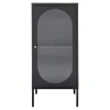Buffet vitrine 1 porte en verre et acier noir h110cm - Adalyne